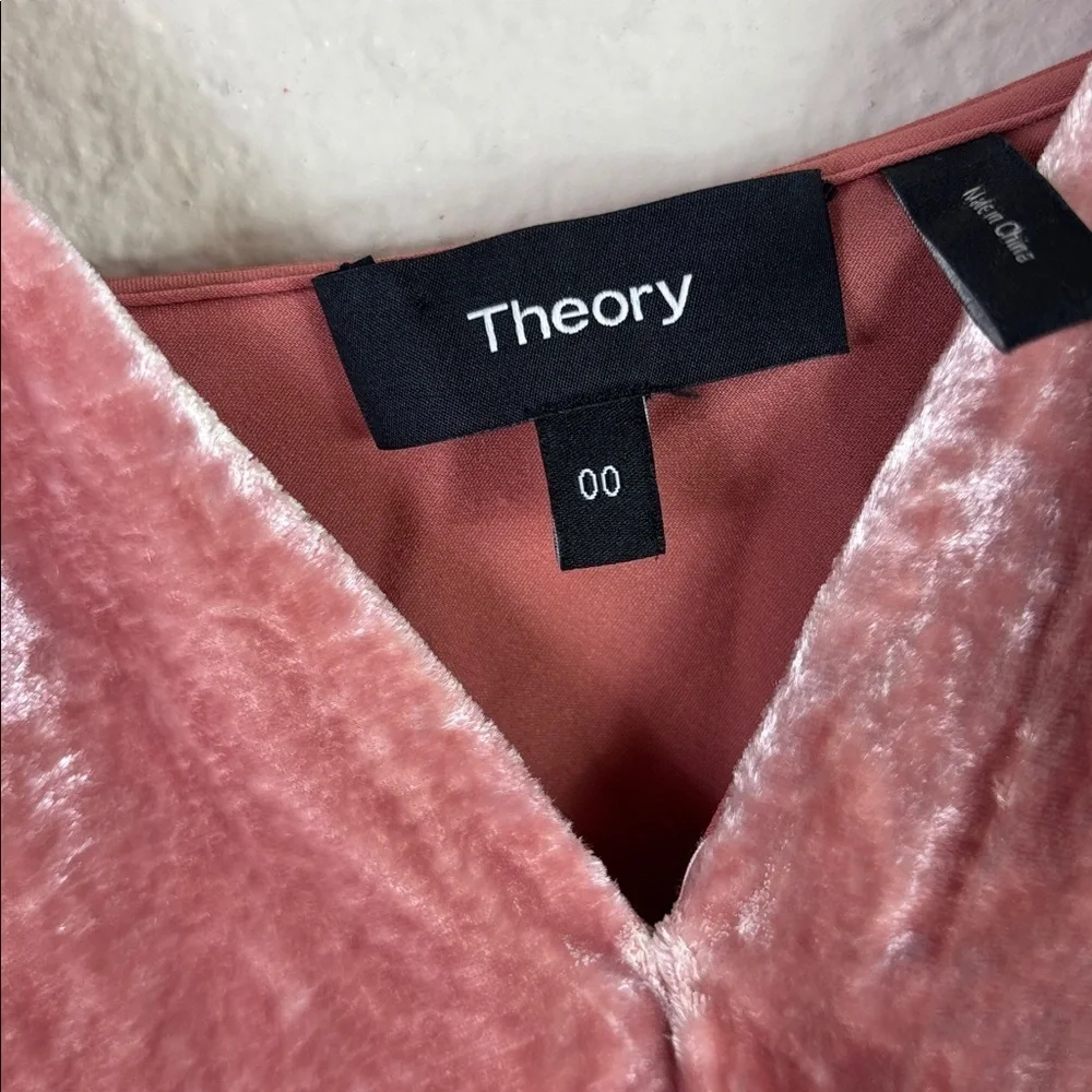 Theory Silk Blend Spaghetti Straps V-neck Velvet Mini Dress in blush size 00
